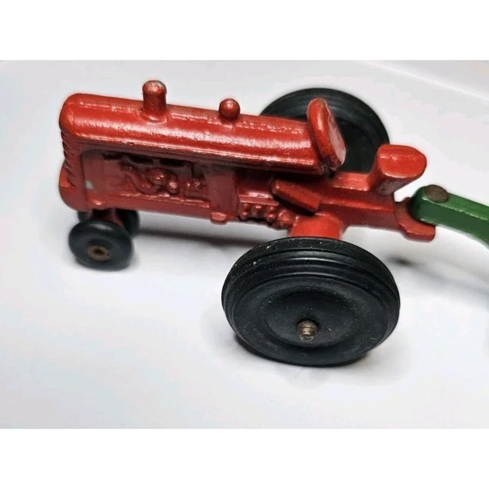 Vintage Slik Toys Farm Red Tractor w/ Green Wagon Trailer Toys